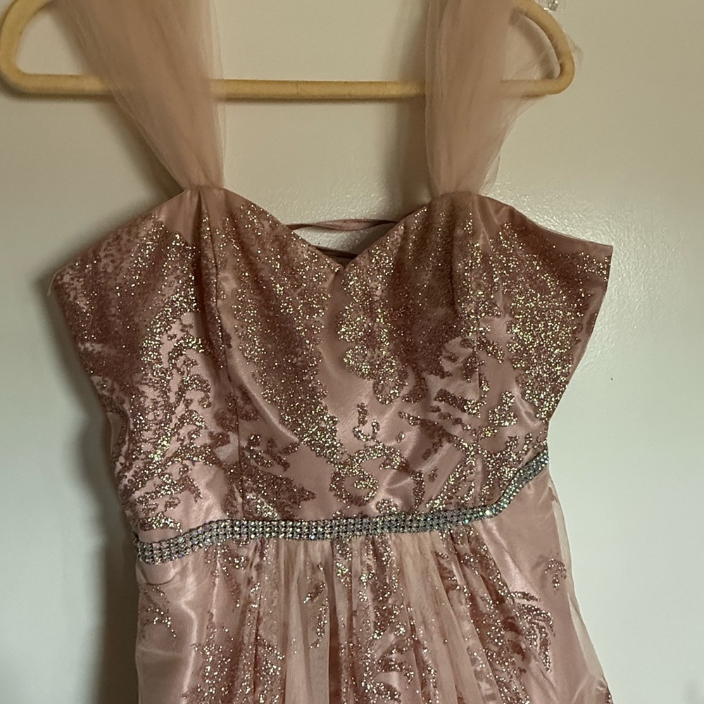 Gorgeous Cachet Sateen Sparkling Prom Formal Wedding Party Dress Dusty RoseBlush